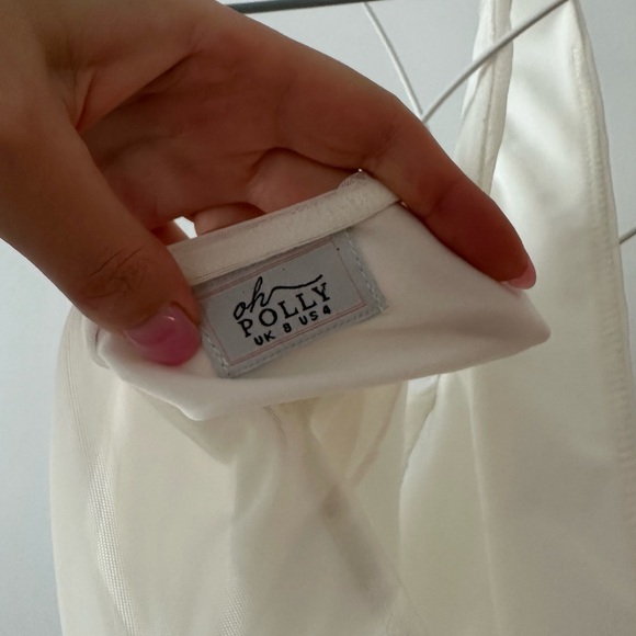 Oh Polly White Asymmetrical Halter Crop Top Cutout Y2K Style - Picture 9 of 9